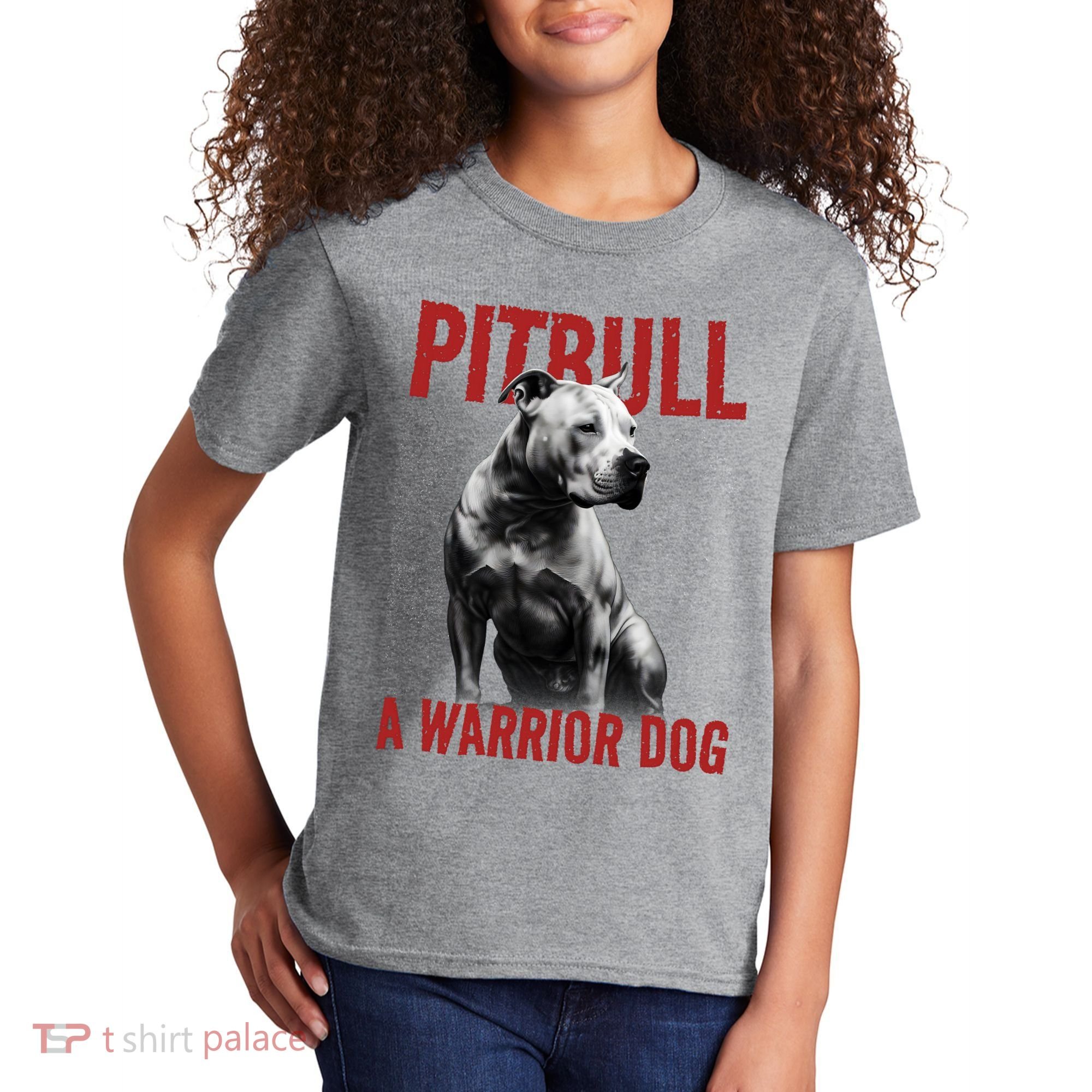Realistic Pitbull A Warrior Dog Kids T-Shirt