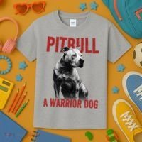 Realistic Pitbull A Warrior Dog Kids T-Shirt thumb 3