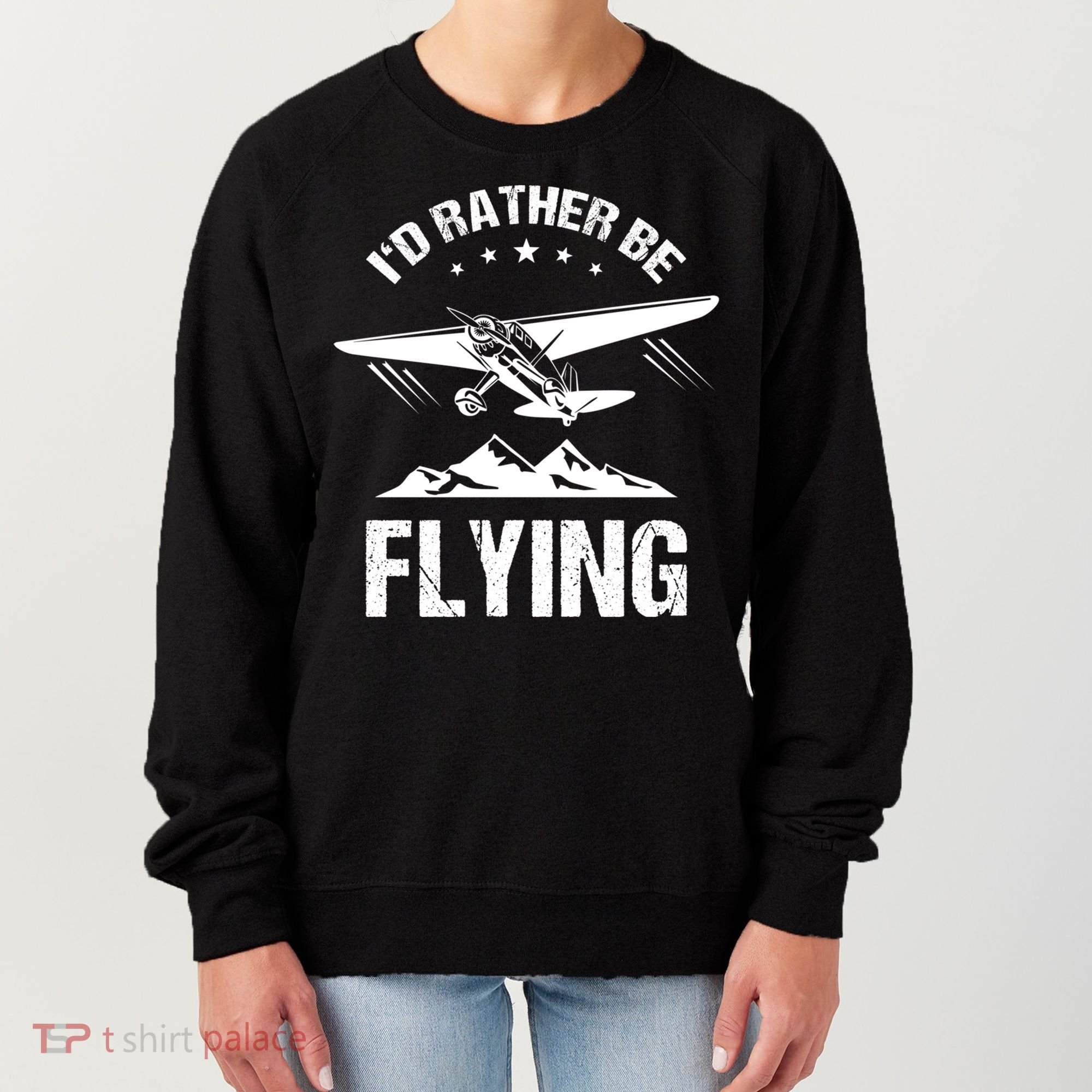 Retro Pilot Aviation ID Rather Be Flying Plane Gift Pilot Gift Women's Sweatshirt