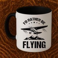 Retro Pilot Aviation ID Rather Be Flying Plane Gift Pilot Gift Coffee Mug thumb 2