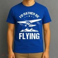 Retro Pilot Aviation ID Rather Be Flying Plane Gift Pilot Gift T-Shirt thumb 3