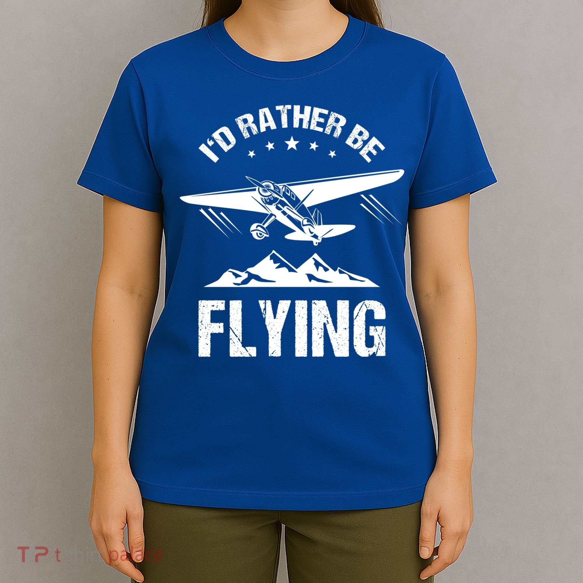 Retro Pilot Aviation ID Rather Be Flying Plane Gift Pilot Gift T-Shirt