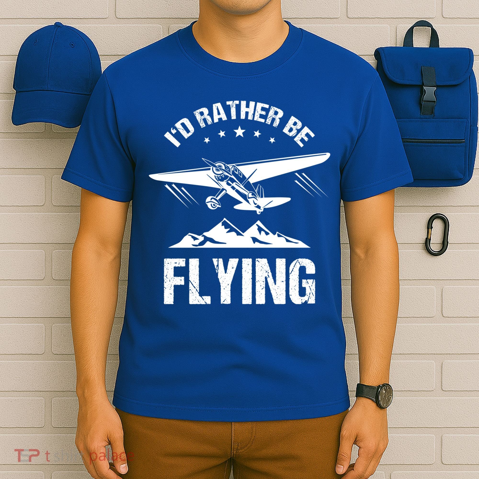 Retro Pilot Aviation ID Rather Be Flying Plane Gift Pilot Gift T-Shirt