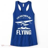 Retro Pilot Aviation ID Rather Be Flying Plane Gift Pilot Gift Women's Tank Top thumb 0