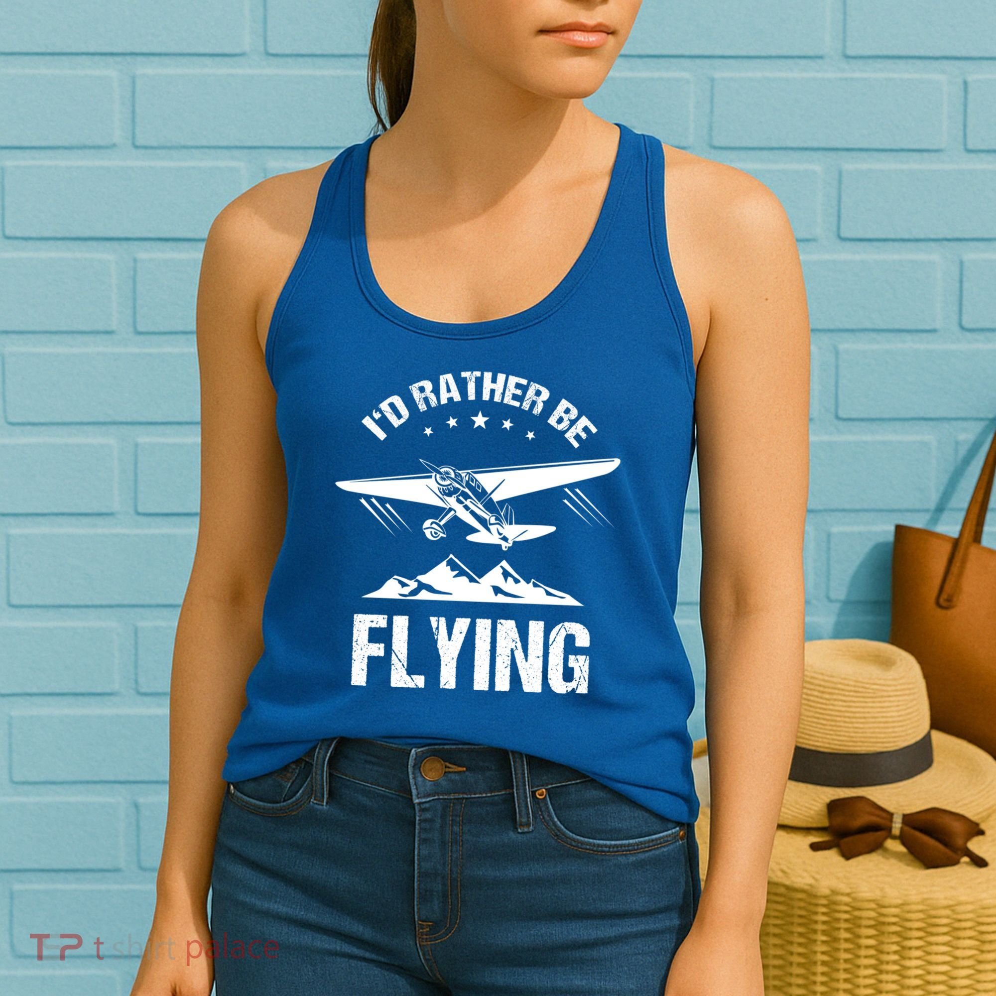 Retro Pilot Aviation ID Rather Be Flying Plane Gift Pilot Gift Women's Tank Top