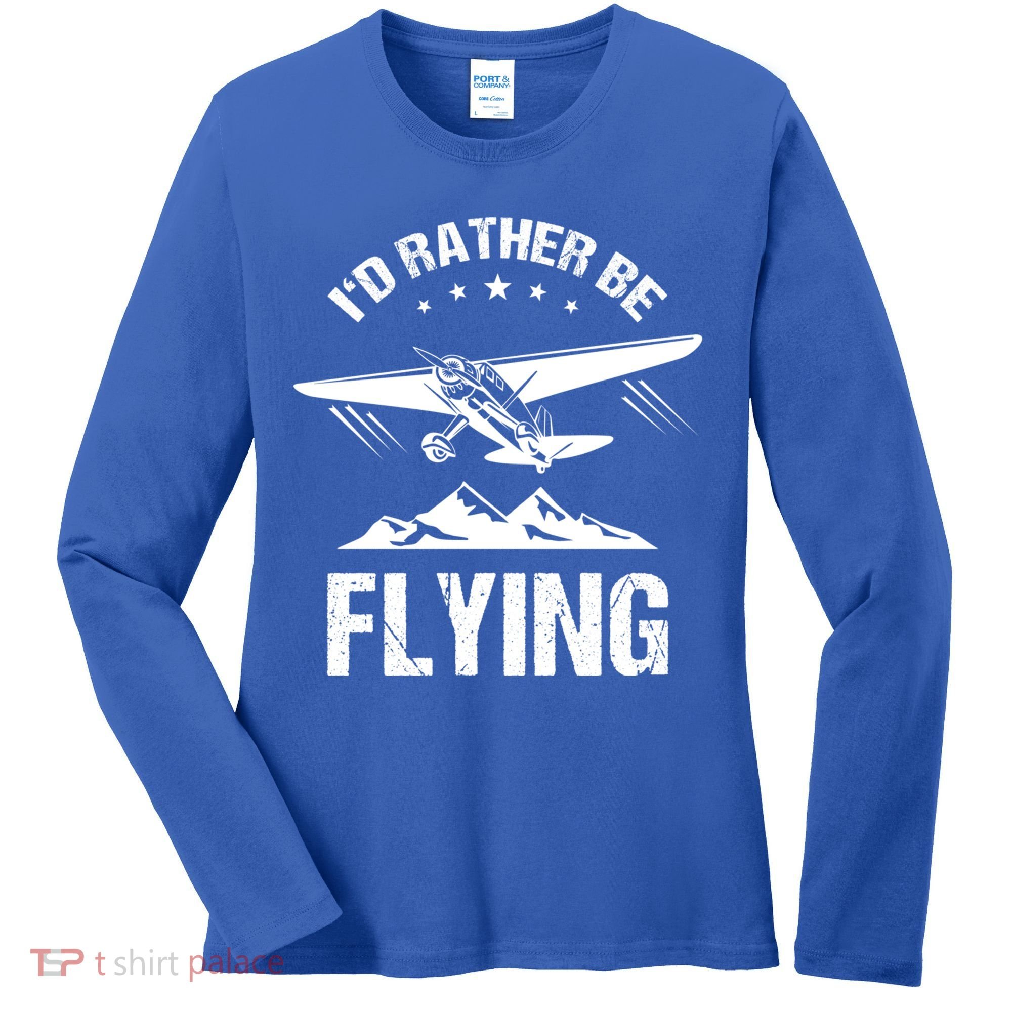 Retro Pilot Aviation ID Rather Be Flying Plane Gift Pilot Gift Women's Long Sleeve Shirt