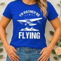 Retro Pilot Aviation ID Rather Be Flying Plane Gift Pilot Gift Women's T-Shirt thumb 2