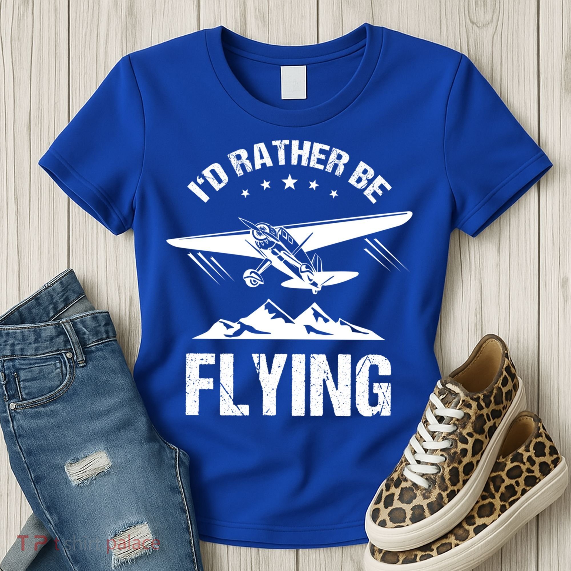 Retro Pilot Aviation ID Rather Be Flying Plane Gift Pilot Gift Women's T-Shirt