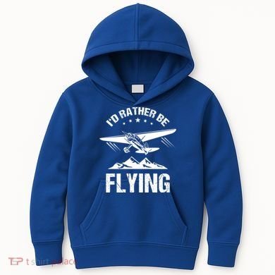 Retro Pilot Aviation ID Rather Be Flying Plane Gift Pilot Gift Kids Hoodie