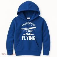 Retro Pilot Aviation ID Rather Be Flying Plane Gift Pilot Gift Kids Hoodie thumb 0