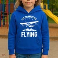Retro Pilot Aviation ID Rather Be Flying Plane Gift Pilot Gift Kids Hoodie thumb 3
