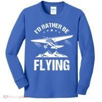 Retro Pilot Aviation ID Rather Be Flying Plane Gift Pilot Gift Kids Long Sleeve Shirt thumb 0