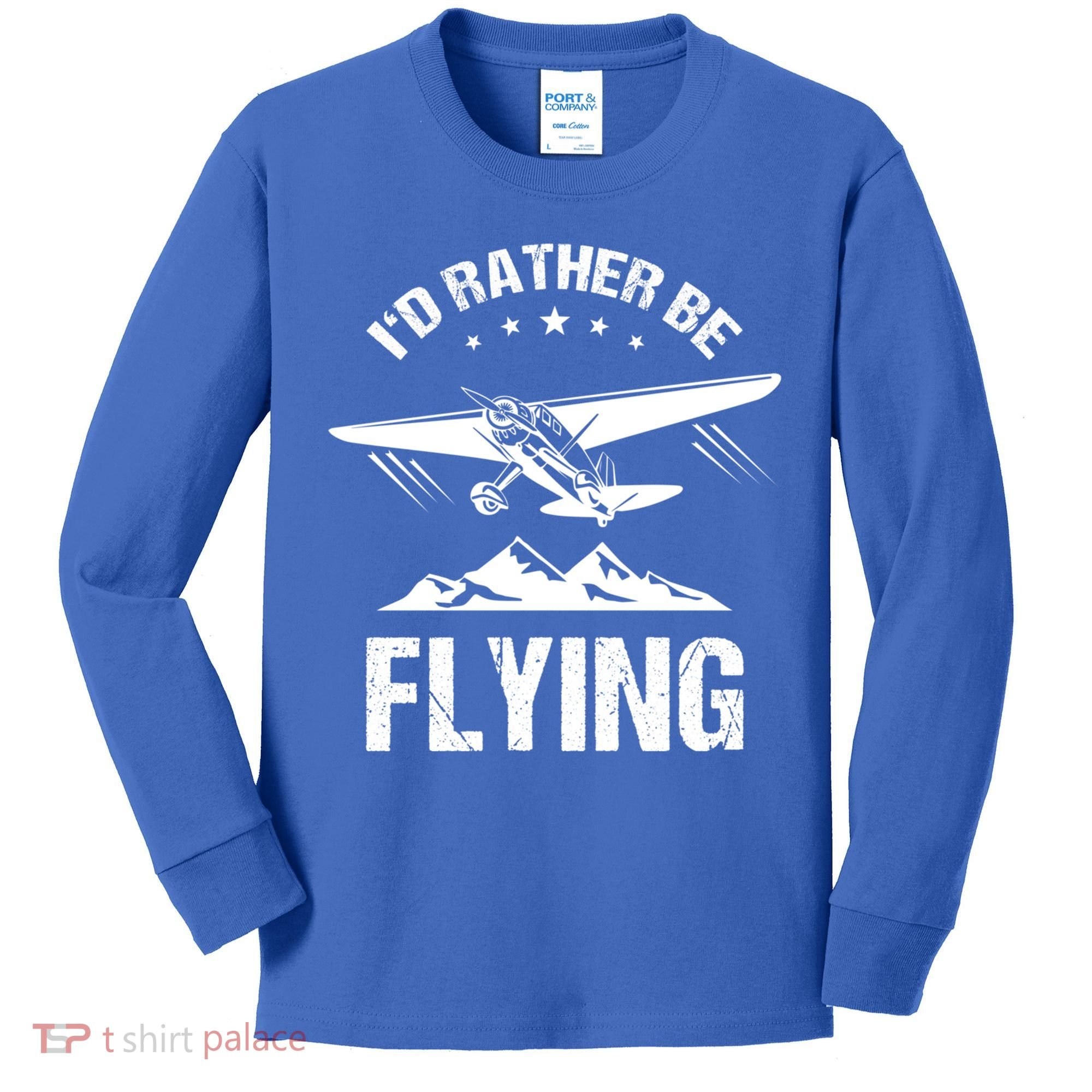 Retro Pilot Aviation ID Rather Be Flying Plane Gift Pilot Gift Kids Long Sleeve Shirt