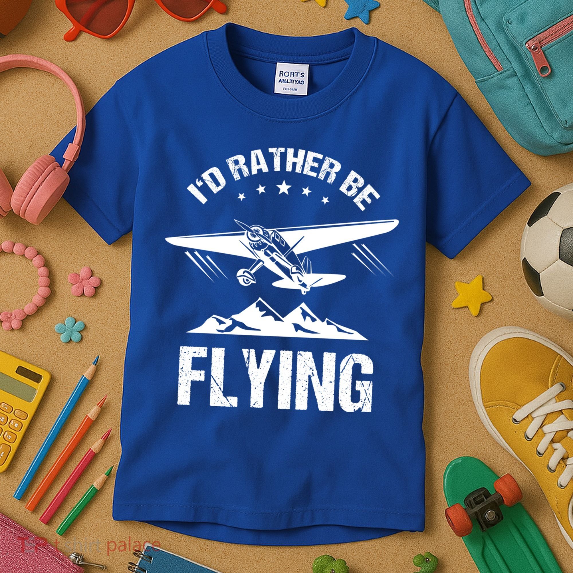 Retro Pilot Aviation ID Rather Be Flying Plane Gift Pilot Gift Kids T-Shirt