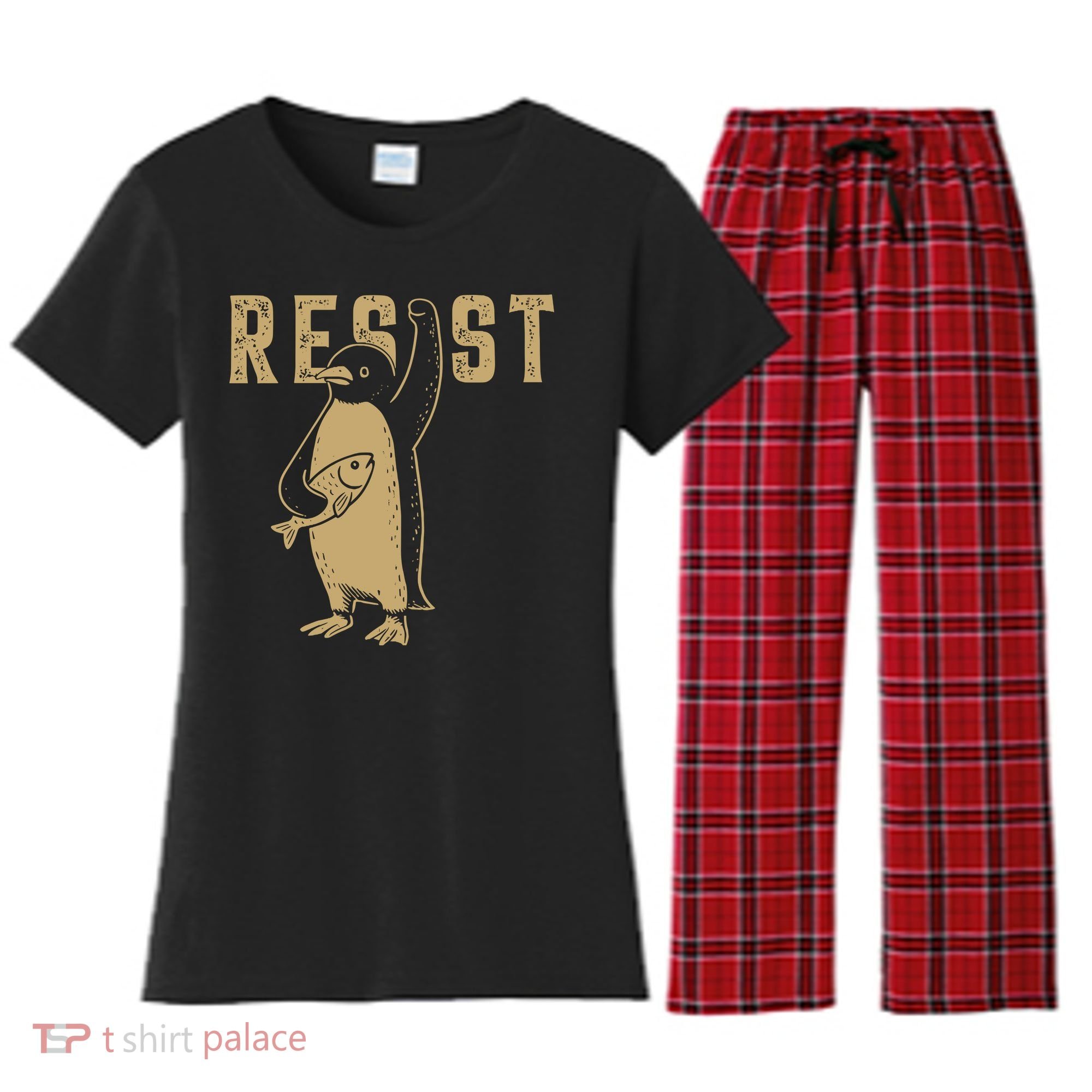 Resist Penguins Activism Women's Flannel Pajama Set