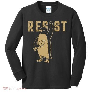 Resist Penguins Activism Kids Long Sleeve Shirt