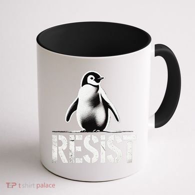 Resist Penguin Activism Penguins Protest Against Tariffs Coffee Mug back