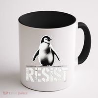 Resist Penguin Activism Penguins Protest Against Tariffs Coffee Mug thumb 1