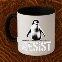 Resist Penguin Activism Penguins Protest Against Tariffs Coffee Mug thumb 2
