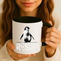 Resist Penguin Activism Penguins Protest Against Tariffs Coffee Mug thumb 3
