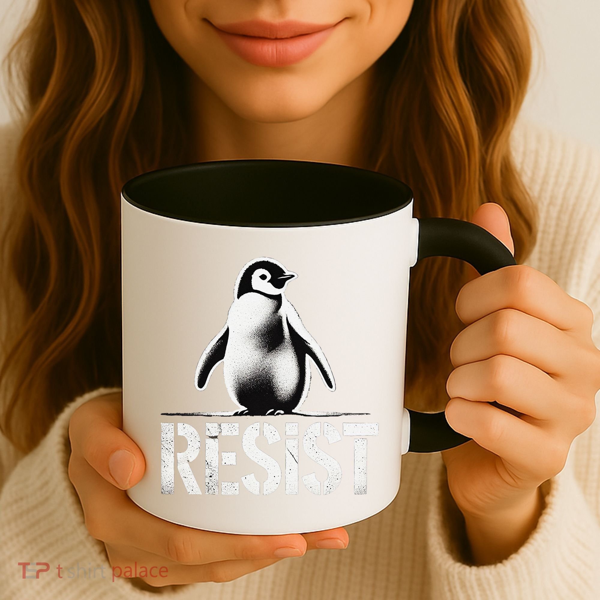 Resist Penguin Activism Penguins Protest Against Tariffs Coffee Mug