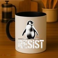 Resist Penguin Activism Penguins Protest Against Tariffs Coffee Mug thumb 4