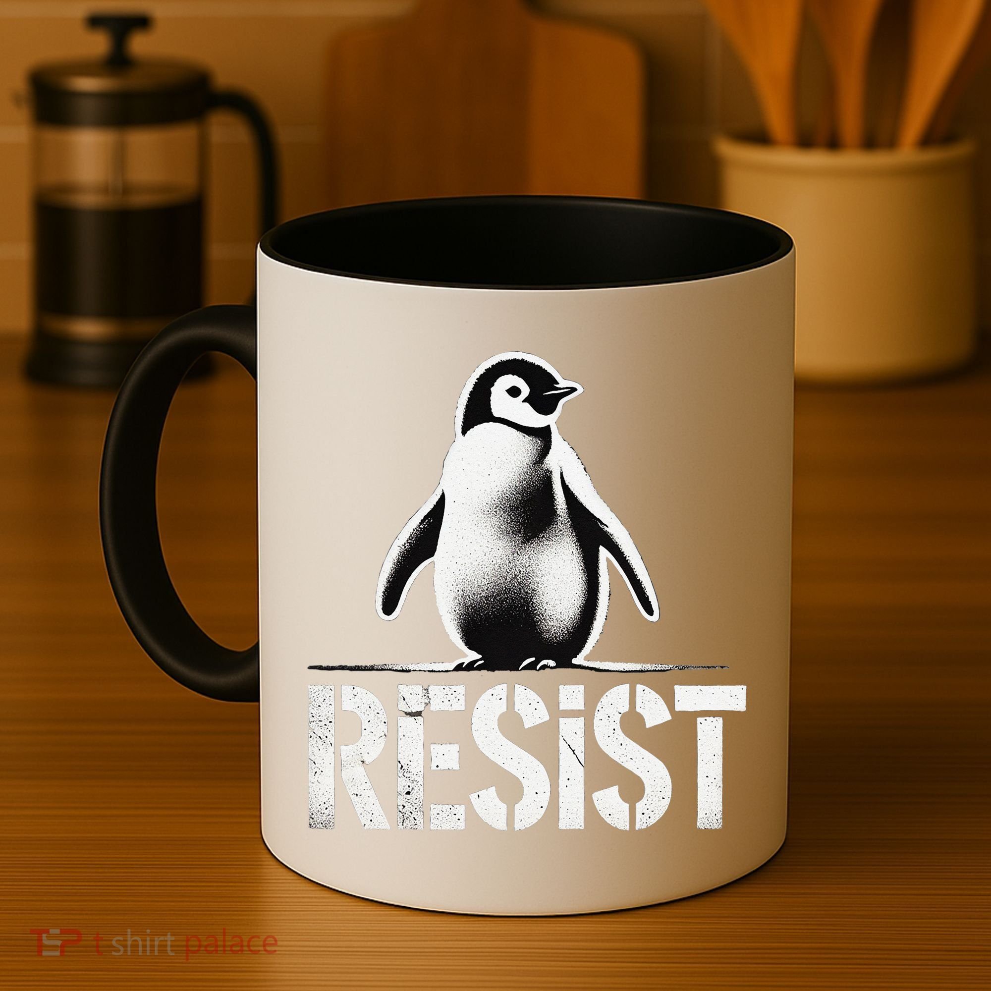 Resist Penguin Activism Penguins Protest Against Tariffs Coffee Mug