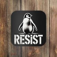 Resist Penguin Activism Penguins Protest Against Tariffs Coaster thumb 0
