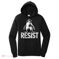 Resist Penguin Activism Penguins Protest Against Tariffs Women's Hoodie thumb 0