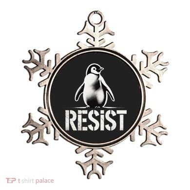 Resist Penguin Activism Penguins Protest Against Tariffs Ornament