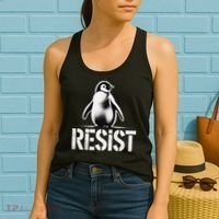 Resist Penguin Activism Penguins Protest Against Tariffs Women's Tank Top thumb 2