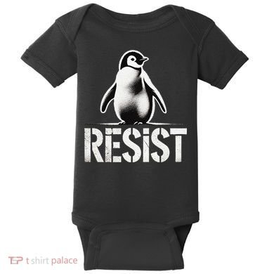 Resist Penguin Activism Penguins Protest Against Tariffs Baby Bodysuit
