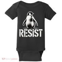 Resist Penguin Activism Penguins Protest Against Tariffs Baby Bodysuit thumb 0
