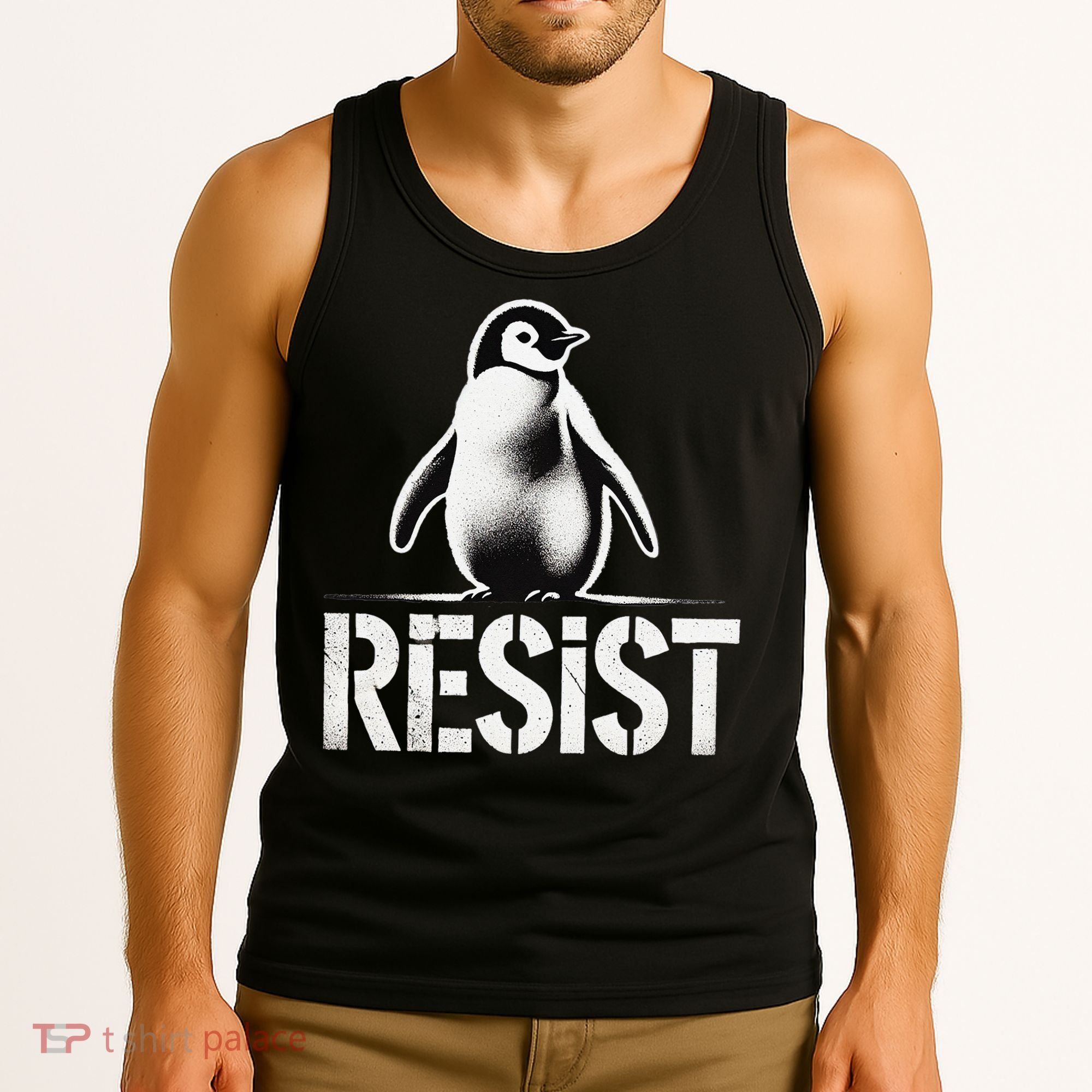 Resist Penguin Activism Penguins Protest Against Tariffs Tank Top