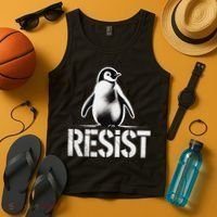 Resist Penguin Activism Penguins Protest Against Tariffs Tank Top thumb 4