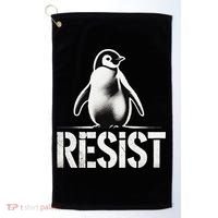 Resist Penguin Activism Penguins Protest Against Tariffs Golf Towel thumb 0