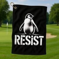 Resist Penguin Activism Penguins Protest Against Tariffs Golf Towel thumb 1