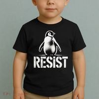 Resist Penguin Activism Penguins Protest Against Tariffs Toddler T-Shirt thumb 2