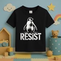 Resist Penguin Activism Penguins Protest Against Tariffs Toddler T-Shirt thumb 3