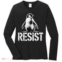 Resist Penguin Activism Penguins Protest Against Tariffs Women's Long Sleeve Shirt thumb 0