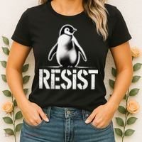 Resist Penguin Activism Penguins Protest Against Tariffs Women's T-Shirt thumb 2