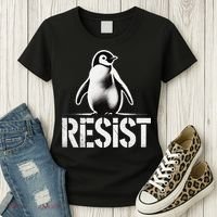 Resist Penguin Activism Penguins Protest Against Tariffs Women's T-Shirt thumb 3