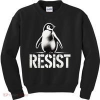 Resist Penguin Activism Penguins Protest Against Tariffs Kids Sweatshirt thumb 0