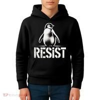 Resist Penguin Activism Penguins Protest Against Tariffs Kids Hoodie thumb 4