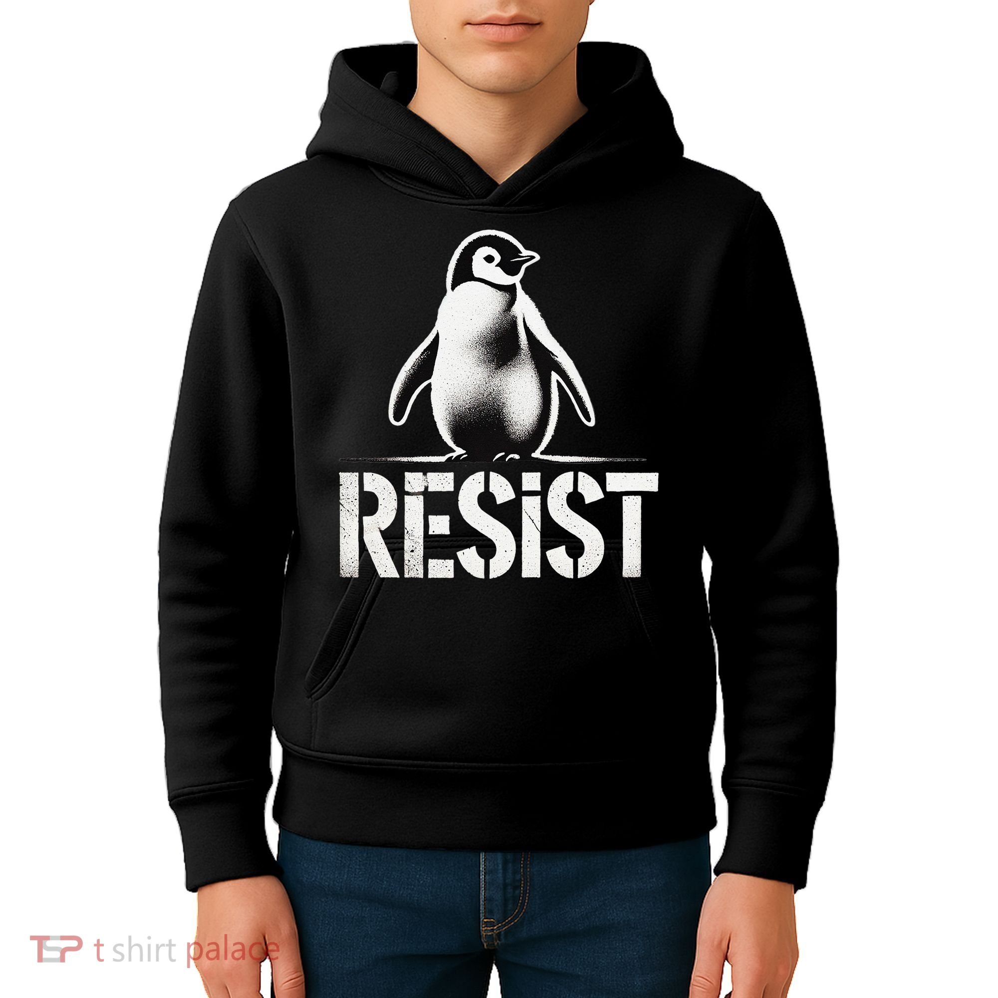 Resist Penguin Activism Penguins Protest Against Tariffs Kids Hoodie