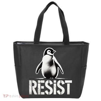 Resist Penguin Activism Penguins Protest Against Tariffs Tote Bag