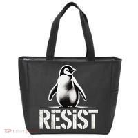 Resist Penguin Activism Penguins Protest Against Tariffs Tote Bag thumb 0