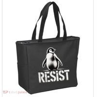Resist Penguin Activism Penguins Protest Against Tariffs Tote Bag thumb 2