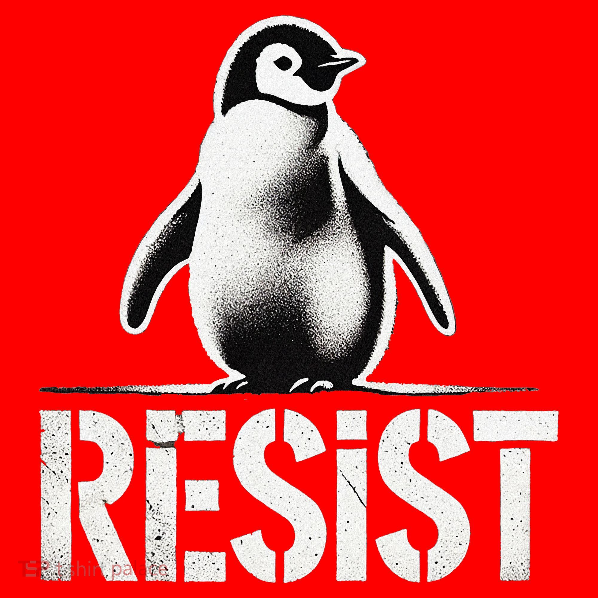 Resist Penguin Activism Penguins Protest Against Tariffs Santa Hat