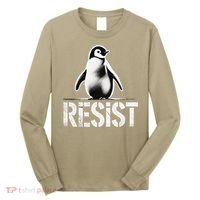 Resist Penguin Activism Penguins Protest Against Tariffs Long Sleeve Shirt thumb 0